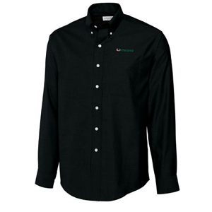Miami Hurricanes B&T LS Epic Easy Care Royal Oxford Shirt - Black